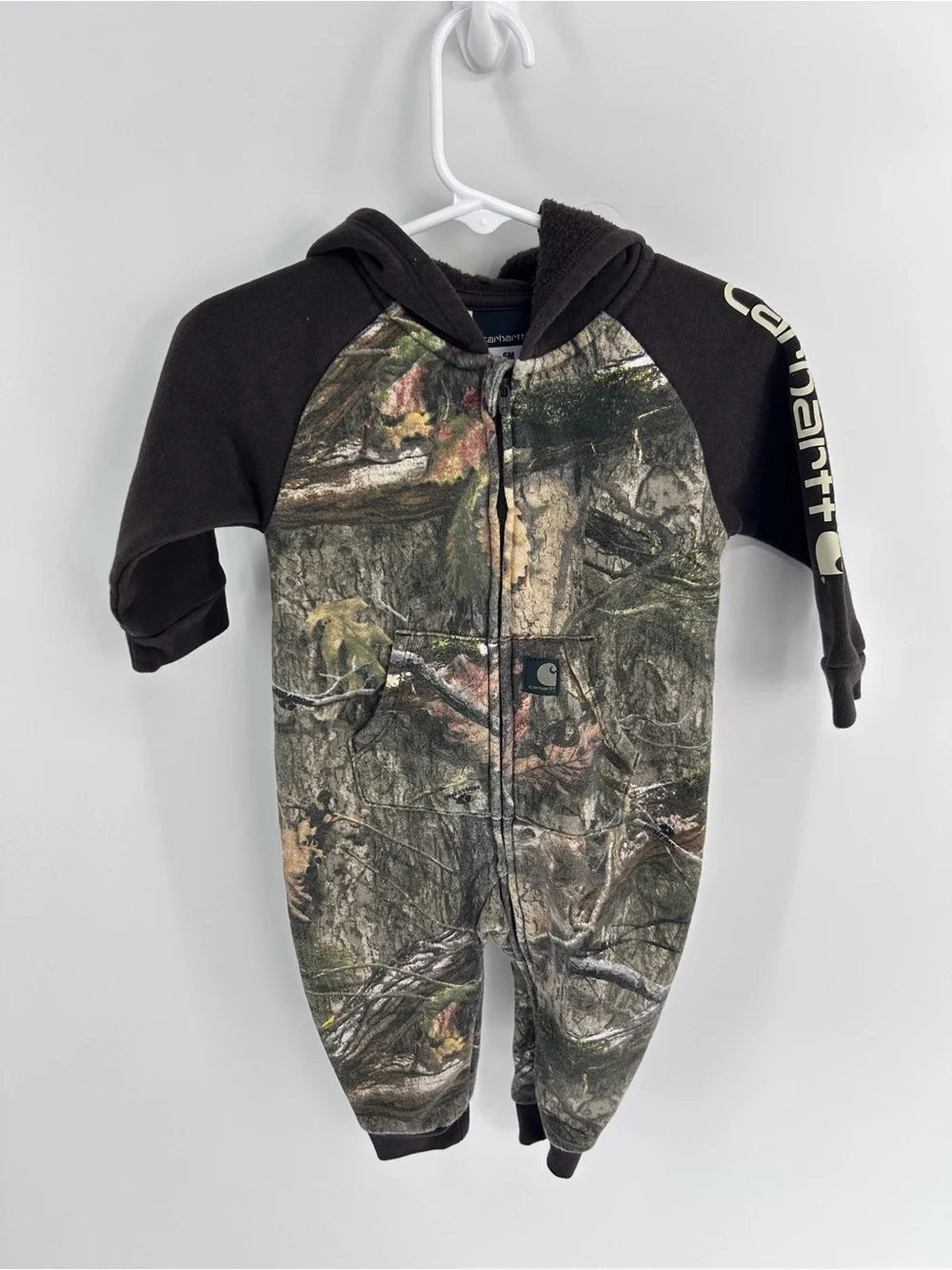 Carhartt Baby Long-Sleeve Zip-Front Hooded Camo Coveralls - 6 months